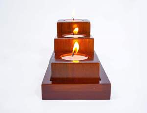 Wooden <b>Tealight</b> Candle Holders for Home Decor Handmade Decorative Candle Stand for Diwali Festive Gifting - Product Image 3