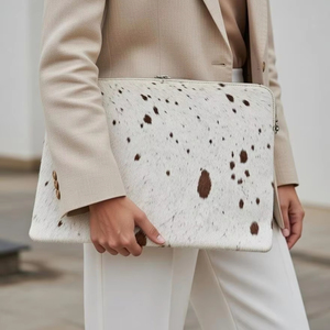 Premium Cowhide Hair-On Leather Laptop Sleeve Case For 13 14 15 Inch Wholesale Supplier LHLS-0009 - Product Image 1