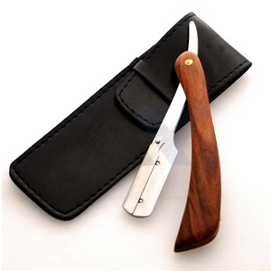 Rasoir à lame droite de haute qualité pour hommes, manche en bois, rasoir manuel de barbier pour le visage, le corps et la barbe - Product Image 6