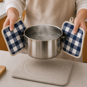 Eye Catching Checkered Design Pot Holder 100% Cotton,Yarn Dyed Pot Holders for Kitchen use Manufacturer in India. - Product Image 1