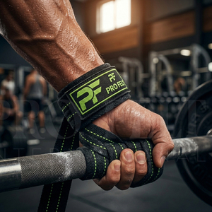 Sangles de levage personnalisées avec logo pour vêtements de sport, en sangle de coton noir néon, pour soutien des poignets, idéales pour l'haltérophilie et l'entraînement en salle de sport - Product Image 4