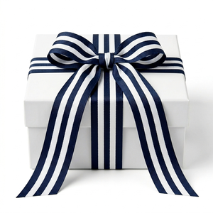 38mm Navy White Striped Grosgrain Ribbon Bulk Supplier Export Quality for Premium Gift <b>Boxes</b> Headbands Aprons <b>Sewing</b> Crafts - Product Image 4