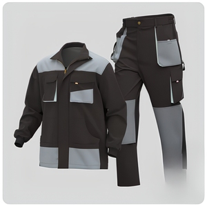 Conjunto de Chaqueta y Pantalones de Trabajo de Poliéster para Hombre, Color Negro y Gris, Resistente a la Abrasión, para Todas las Temporadas, Uso Profesional - Product Image 1