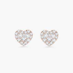 Heart Shape Round Lab Grown Diamond Stud <b>Earrings</b> 14K Solid Gold Dainty Push Back Classic Everyday Wear Charming Studs Wholesale - Product Image 3