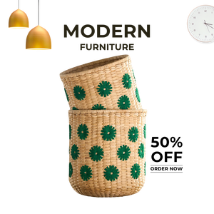 Natural Seagrass Woven Vintage <b>Foldable</b> Storage <b>Basket</b> Sustainable Style Home Organizer - Product Image 3