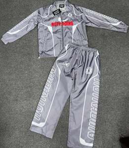 Custom <b>Men's</b> Cotton Blend Windbreaker Tracksuit Zip Up <b>Jacket</b> Windproof Breathable Sport Workout Pants Set - Product Image 3