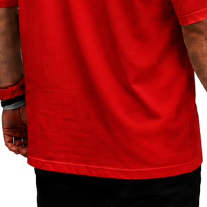 Men’s 100% Cotton Bright <b>Red</b> Oversized T-Shirt Heavyweight Breathable Crew Neck Short Sleeve Casual Gym Streetwear Training Tee - Product Image 5