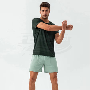 Men's Solid Color Quick Dry Sports Shorts <b>Elastic</b> Waist Drawstring Pockets 100% Polyester Woven Fabric Mid Length Sporty Style - Product Image 4