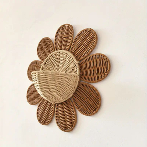 Cesta Colgante de Mimbre Tejida a Mano para Puerta Principal, Cesta de Almacenamiento de Ratán Plástico Montada en la Pared para Cocina, Organizador de Frutas y Verduras - Product Image 3