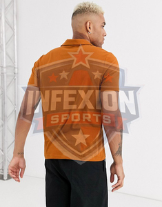 Men's Solid <b>Orange</b> Short Sleeve Knitted <b>Polo</b> Shirt Casual Style Anti-Wrinkle Cotton Regular Fit - Product Image 3