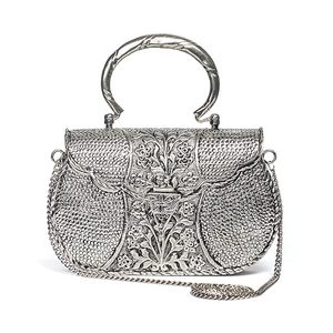 German <b>Silver</b> bags for Women's/Girls Brass Metal Vintage Handmade Hand <b>Clutch</b> Purse/Sling Purse for Women (<b>Silver</b>) - Product Image 3