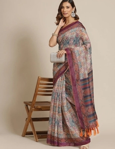 Sari KV Estampado en Mezcla de Algodón Chanderi (Multicolor) - Product Image 4