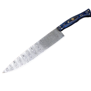 Couteaux de chef robustes avec lame en acier artisanal et manche en bois riveté durable pour la cuisine commerciale et la préparation des aliments - Product Image 2