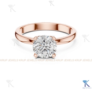 Anillo de compromiso solitario con diamante cultivado en laboratorio, corte redondo, E VVS2, certificado IGI, en oro macizo con engaste de corona, estilo filigrana vintage. - Product Image 6