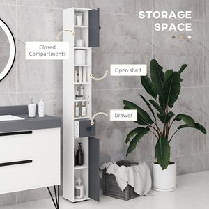Armoire de salle de bain grise de 71 pouces avec étagères ouvertes et 2 compartiments réglables, idéale pour l'entrée ou l'hôpital, pour le rangement du papier toilette - Product Image 4