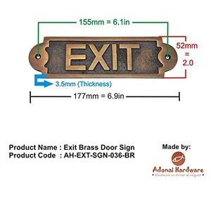 Solid Brass Rectangle Handmade Digital Printing Door <b>Signs</b> EXIT Vintage Antique Victorian Cast Metal Embossed Sign <b>Old</b> Style - Product Image 2