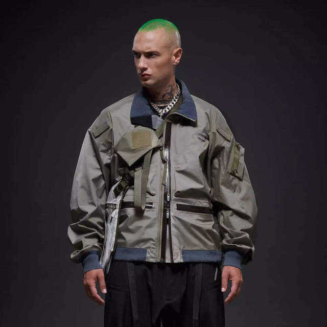 Men's Urban Techwear Jacket Waterproof Tactical Streetwear Windbreaker Multi-pocket Cyberpunk Cargo Bomber Jacket Outdoor Wear