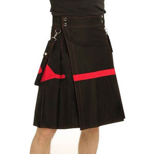 Kilt utilitaire en coton noir pour homme avec accents rouges et poches cargo 2026 - Product Image 3