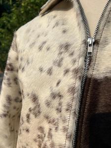 <b>Men's</b> Cowhide <b>Leather</b> <b>Jacket</b> With Animal Print Zipper Closure Turn-down Collar Casual Winter Wear Unisex <b>Leather</b> <b>Jackets</b> Hair on - Product Image 4