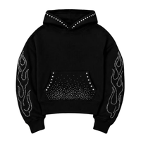 Sweat-shirt unisexe à blocs de couleur avec strass, coupe classique, en molleton bouclette, pour l'hiver, décontracté, designs personnalisés