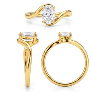 Anillo de Compromiso de Lujo con Diamante de Corte Esmeralda de Laboratorio de 0.9 CT, Oro de 18k, D VVS2, Certificado IGI - Product Image 1
