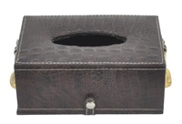 Porte-serviettes en cuir véritable avec design mors de cheval doré, distributeur de mouchoirs décoratif, boîte à serviettes, fournitures pour événements, décoration de table