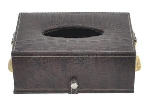 Porta Servilletas de Cuero Genuino con Diseño de Brida de Caballo Dorada, Dispensador Decorativo de Pañuelos, Caja para Servilletas, Suministros para Eventos, Decoración de Mesa - Product Image 3
