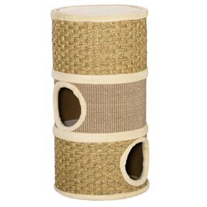 Condo per Gatti a 3 Piani da 28 Pollici, Marrone, con Tiragraffi in Sisal, Rifugio Multi-Livello per Gatti - Product Image 1