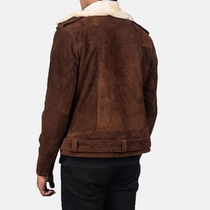 <b>Men's</b> Brown <b>Sherpa</b> Lined Leather <b>Jacket</b> Lightweight Zip Up Casual Outerwear for Autumn Outdoor Wear Suede leather <b>jacket</b> for <b>men</b> - Product Image 5