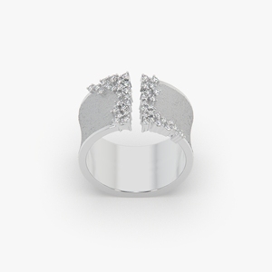 Anillo de compromiso y boda de plata con moissanita, diseño abierto, para mujer, con piedras en racimo, banda ancha, joyería de lujo y moda. - Product Image 1