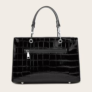Bolso de Mano de Cuero con Estampado de Cocodrilo para Mujer, Bolso Grande para Portátil, Cierre de Cremallera, Forro de Algodón, Dos Asas, Bolsillo Portátil - Product Image 3