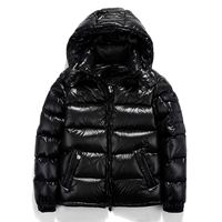 Veste matelassée à capuche bleue pour homme, coupe-vent, décontractée, hiver, rembourrage polyester, fermeture éclair, coupe classique, couleur unie, devant uni