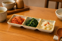 Plateau à condiments en mélamine 3 compartiments, aspect céramique, plat de service divisé, compatible lave-vaisselle, pour restaurants coréens, Banchan et Sushi