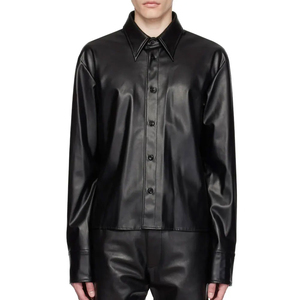 <b>Men's</b> Casual Leather Shirt OEM Service Turn-down Collar Eco-Friendly Windproof Anti-Bacterial Breathable <b>Summer</b> Outdoor Wear - Product Image 1