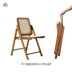 Silla Plegable de Mimbre y Ratán Vintage para Jardín, Sala de Estar, Cocina, Villa, Baño, Hecha en Indonesia - Laila - Product Image 4