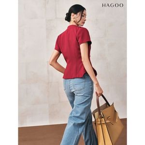 เสื้อแจ็คเก็ตคอจีนสีแดงสำหรับผู้หญิง รุ่น A8191 ติดกระดุม - Product Image 4