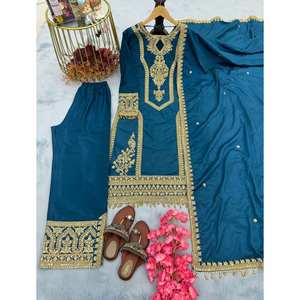 Ensemble de vêtements de fête pour femmes de créateur Beau haut avec Plazzo & Dupatta - Product Image 4