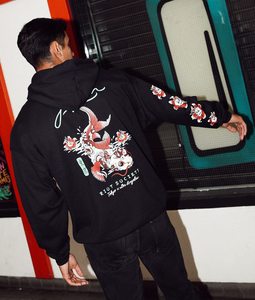 Sudadera con Capucha de Alta Calidad con Diseño de Tatuaje de Koi Japonés, Corte Moderno y Holgado, Técnicas de Impresión de Alta Calidad, Pedidos al por Mayor, Sudadera Transpirable - Product Image 5