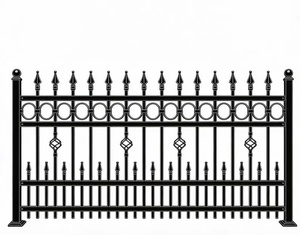 Panel de cerca clásico de hierro con patrones circulares decorativos; resistente al óxido, fácil de montar y apto para uso en exteriores. - Product Image 1