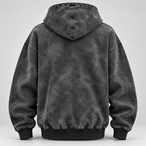 Sudadera con Capucha Negra Vintage Lavada al Ácido, Sudadera Oversize Lavada al Ácido, Ropa Urbana Unisex, Prendas Personalizadas - Product Image 3