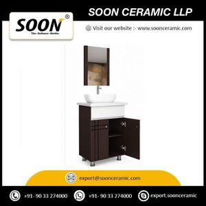 Domus Collection Classic Design Rectangle Wall-Mounted Ceramic Basin Bathroom <b>Vanity</b> <b>Table</b> Mirror Included PVC Material Water - Product Image 4