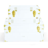 Ensemble de boîtes de rangement en acrylique transparent, 3 couches, couvercle à charnières, quincaillerie dorée, design empilable, style minimaliste