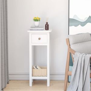 Modern Midcentury 2-Tier Slim <b>Nightstand</b> with Drawer and Shelf for Bedroom Villa Hotel - Product Image 1