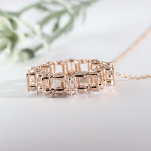 Floating Cluster of Brilliant Round Lab Grown Diamonds <b>Set</b> Delicate Rose Gold Prong <b>Suspended</b> Pendant Matching Link Chain Women - Product Image 2