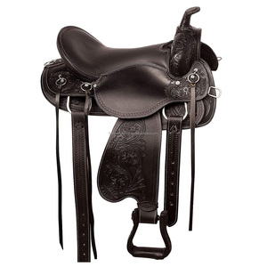 Juego de sillín de montar de placer occidental de cuero de calidad superior de piel de vaca con accesorio para caballos, sillín de barril occidental de caballo personalizado - Product Image 1