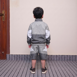 New Wholesale Custom Logo Grey <b>Black</b> White Men's 100% Cotton Acid Wash Plus Size Wind Breaker Shorts Sets Summer Streetwear - Product Image 2