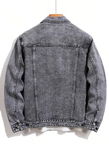 Men's <b>Denim</b> Jacket Turn-down Collar Casual Autumn Wear Single Breasted Button Closure Regular Fit Washed Cotton <b>Material</b> - Product Image 4