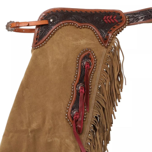 Nouvelles Chaps d'équitation pour hommes 2026, taille personnalisée, design sur mesure, en cuir véritable marron et daim, directement de l'usine - Product Image 3