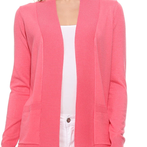 Yemak – Cardigan en tricot à manches longues pour femme, ouvert sur le devant, avec poches, doux, léger, respirant, en coton et laine, idéal pour l'hiver - Product Image 6