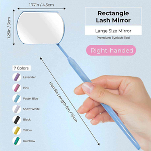 Premium <b>Light</b> Blue Knurled Handle Lash <b>Mirror</b> Multi-Function Eyelash Extension Checking OEM Custom Logo Wall Mounted Gold-Plated - Product Image 5